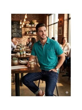 Men's Original Penguin Teal Polo Shirt XXL with Gray Collar